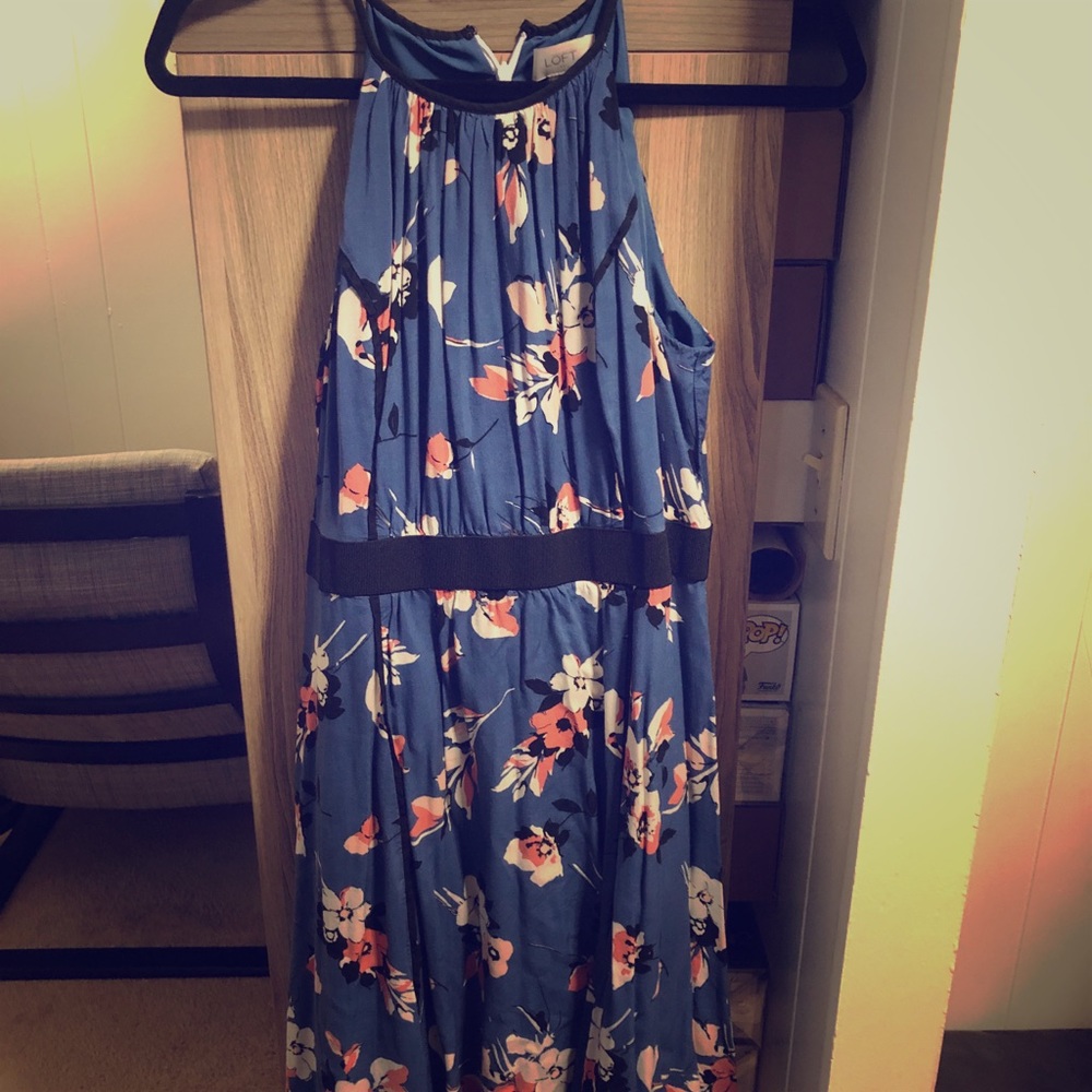Loft sleeveless dress -Blue flowers